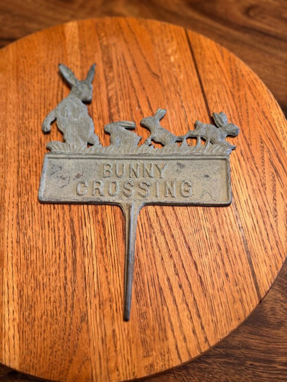 Bunny Crossing Cast Iron Stake